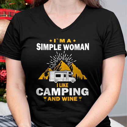 Camping Drinking Vacation Motorhome Camping and Wine T-Shirt
