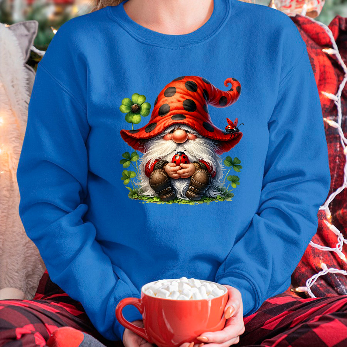 Gift for Mom Shirt, Funny Mom Unisex T-Shirt/Hoodie/Sweatshirt HLT00 - Ladybug Gnome For Lucky Mom And Dad Life With Shamrocks T-Shirt