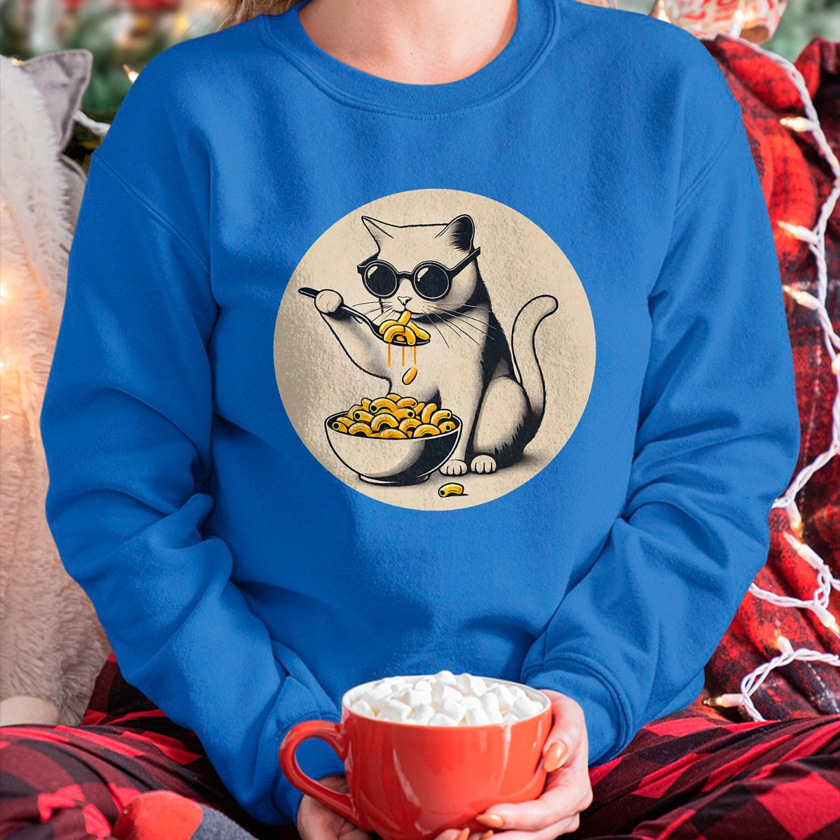 Cat Love Shirt, Funny Cat Lover Gift UnisexT-Shirt/Hoodie/Sweatshirt HLT00 - Cat Eating Mac and Cheese Men Women Girls Kids T-Shirt