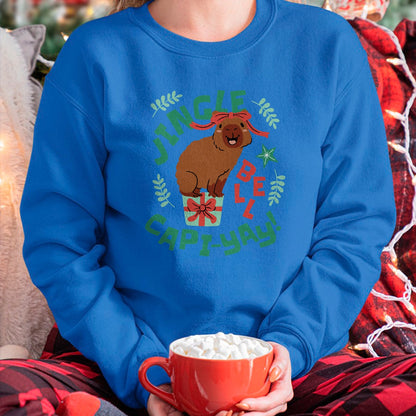 Cute Capybara Shirt, Funny Capybara Unisex T-Shirt/Hoodie/Sweatshirt HLT00 - Festive Capybara Long Sleeve T-Shirt