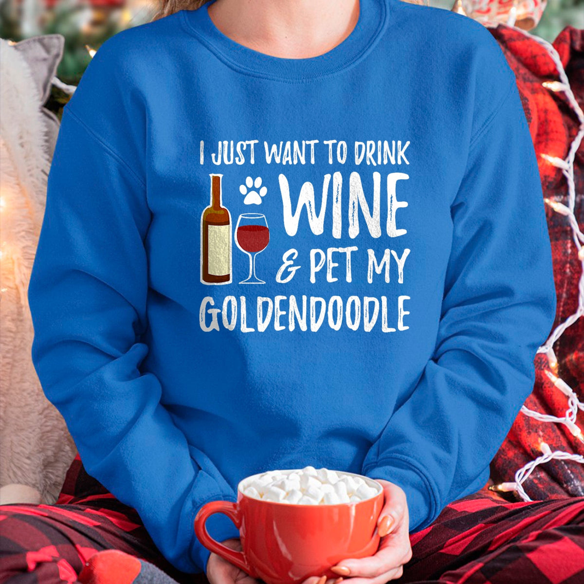 Dog Love Shirt, Dog Lover Gift T-Shirt/Hoodie/Sweatshirt HLT00 - Wine and Goldendoodle T-Shirt for Goldendoodle Dog Mom T-Shirt