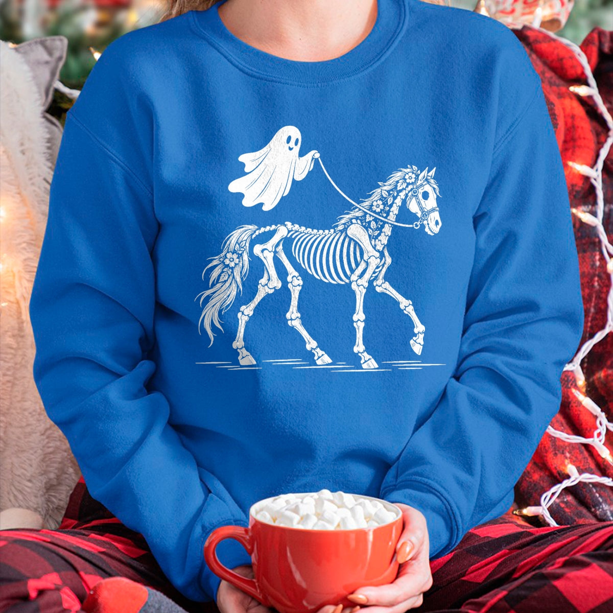 Best Horse Lover Shirt , Funny Horse UnisexT-Shirt/Hoodie/Sweatshirt HLT00 - Cute Ghost Walking Skeleton Horse Halloween T-Shirt