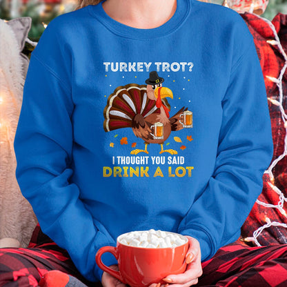 Best Thanksgiving Family Shirt , Funny Thanksgiving UnisexT-Shirt/Hoodie/Sweatshirt HLT00 - Turkey Trot Squad Running Drinking Matching Thanksgiving T-Shirt