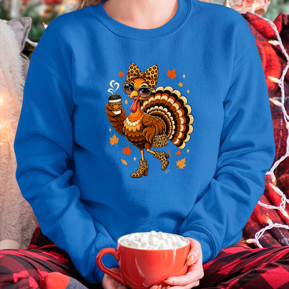 Best Thanksgiving Family Shirt , Funny Thanksgiving UnisexT-Shirt/Hoodie/Sweatshirt HLT00 - Leopard Turkey Drinking Coffee Women Thanksgiving Turkey Day T-Shirt