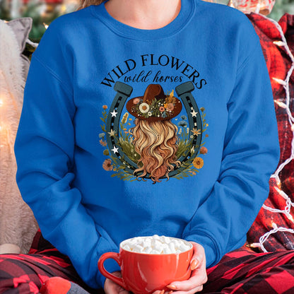 Best Horse Lover Shirt , Funny Horse UnisexT-Shirt/Hoodie/Sweatshirt HLT00 - Wildflowers Wild Horses Western Boho Country Music T-Shirt