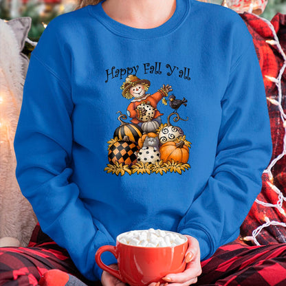 Best Thanksgiving Family Shirt , Funny Thanksgiving UnisexT-Shirt/Hoodie/Sweatshirt HLT00 - Scarecrow Happy Fall Y'all Pumpkin Thanksgiving Halloween T-Shirt