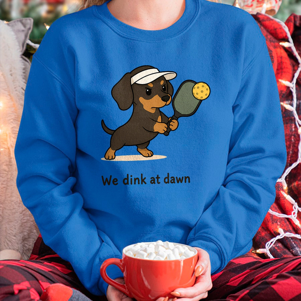 Funny Pickleball Shirt, Pickleball Lover Unisex T-Shirt/Hoodie/Sweatshirt HLT00 - Funny Pickleball Dachshund Pickleball Dog We Dink at Dawn T-Shirt