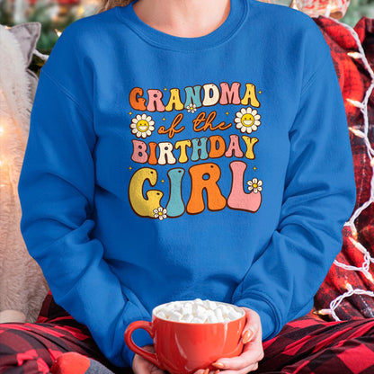 Best Grandma Shirt, Proud Grandma Unisex T-Shirt/Hoodie/Sweatshirt HLT00 - Grandma Of The Birthday Girl Granddaughter Groovy Retro T-Shirt