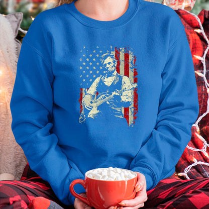 Guitar Lover Shirt, Funny Guitar UnisexT-Shirt/Hoodie/Sweatshirt HLT00 - Abraham Lincoln Playing Guitar Rock and Roll American Flag T-Shirt, Men, Black, 3X-Large