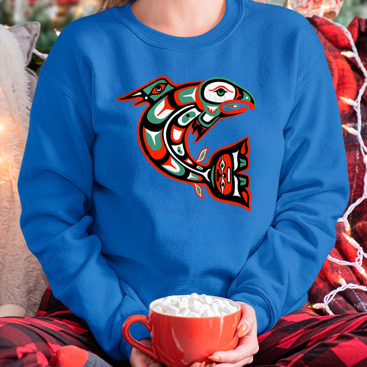 Native American T-Shirts, Vintage Native American Unisex T-Shirt/Hoodie/Sweatshirt HLT00 - Haida art, Native American Style, Salmon Totem T-Shirt