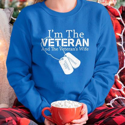 Proud Veteran Shirt, Funny Veteran UnisexT-Shirt/Hoodie/Sweatshirt HLT00 - Womens I Am The Veteran Veterans Day US Military Patriotic V-Neck T-Shirt