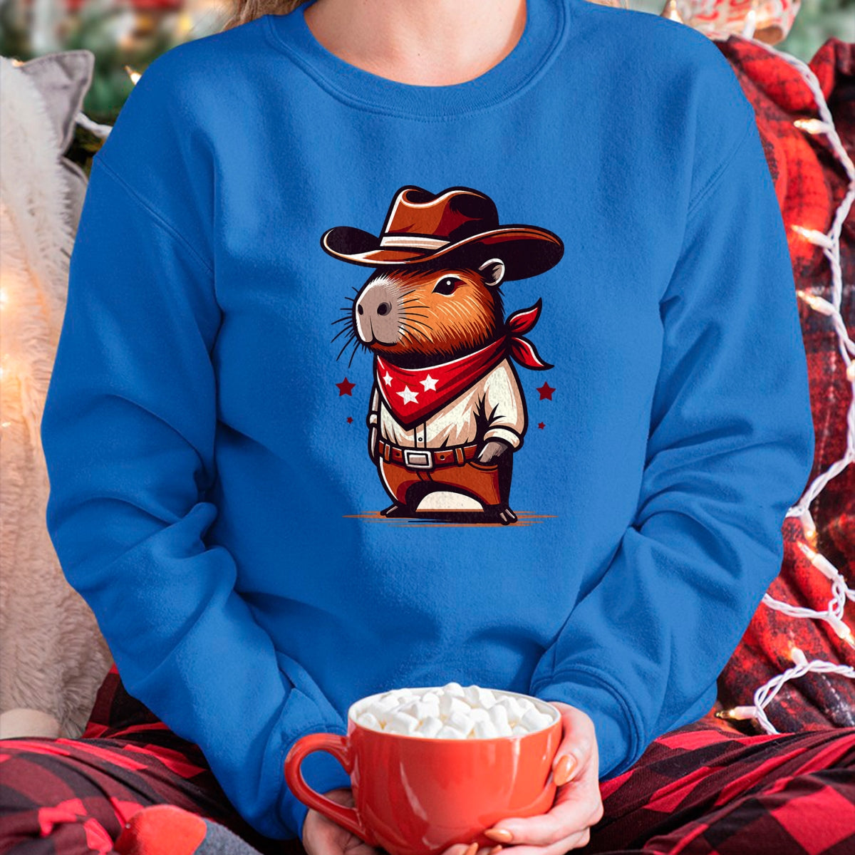 Cute Capybara Shirt, Funny Capybara Unisex T-Shirt/Hoodie/Sweatshirt HLT00 - Western Capybara Cowboy T-Shirt