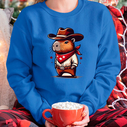 Cute Capybara Shirt, Funny Capybara Unisex T-Shirt/Hoodie/Sweatshirt HLT00 - Western Capybara Cowboy T-Shirt