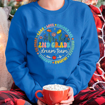 Best Student Shirt, Funny Back To School UnisexT-Shirt/Hoodie/Sweatshirt HLT00 - 2nd Grade Dream Team Back to School Teacher Care Love Floral T-Shirt