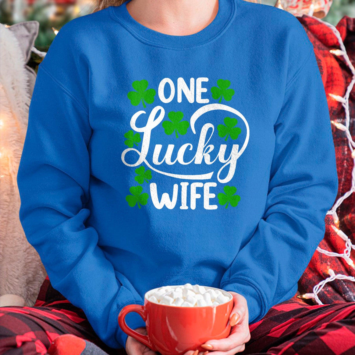 Best Wife Shirt, Wife and Husband Unisex T-Shirt/Hoodie/Sweatshirt HLT00 - Gift for wife T shirt, lucky wife   One Lucky Wife Funny St Patrick's Day Shamrocks Premium T-Shirt