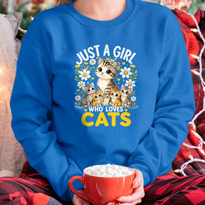 Cat Love Shirt, Funny Cat Lover Gift UnisexT-Shirt/Hoodie/Sweatshirt HLT00 - Cute Cat Lover Just A Girl Who Loves Cats T-Shirt (1)