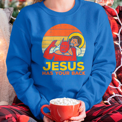 Christian Tee, Christian Faith Unisex T-Shirt/Hoodie/Sweatshirt HLT00 - Jesus Has Your Back Jiu Jitsu Retro Christian Men Women Kids T-Shirt