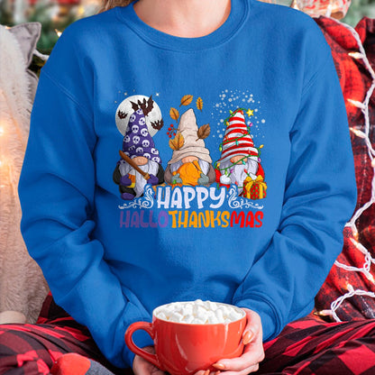Christmas Shirts for Family, Funny christmas shirts, Christmas Unisex T-Shirt/Hoodie/Sweatshirt HLT00 - HalloThanksMas Gnomes Halloween Thanksgiving Christmas Happy T-Shirt