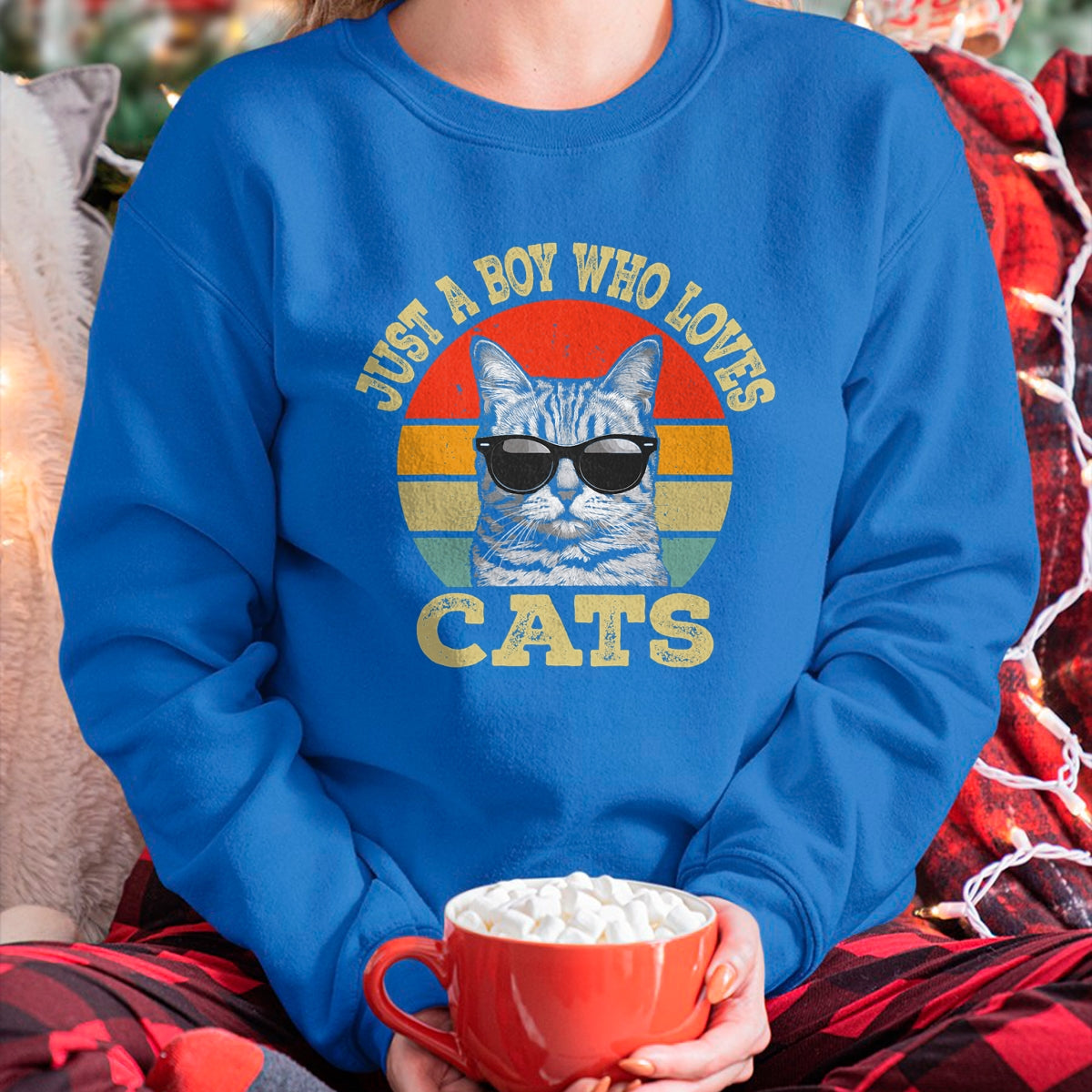 Cat Love Shirt, Funny Cat Lover Gift UnisexT-Shirt/Hoodie/Sweatshirt HLT00 - Vintage Just A Boy Who Loves Cats Boy Kid Cat Lover for Boys T-Shirt (1)