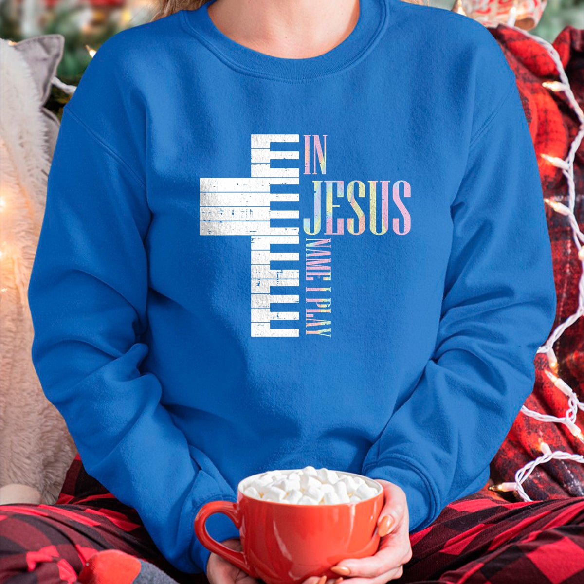 Christian Tee, Christian Faith Unisex T-Shirt/Hoodie/Sweatshirt HLT00 - Jesus Name I Play Piano Christian Pianist Men Women Kids T-Shirt