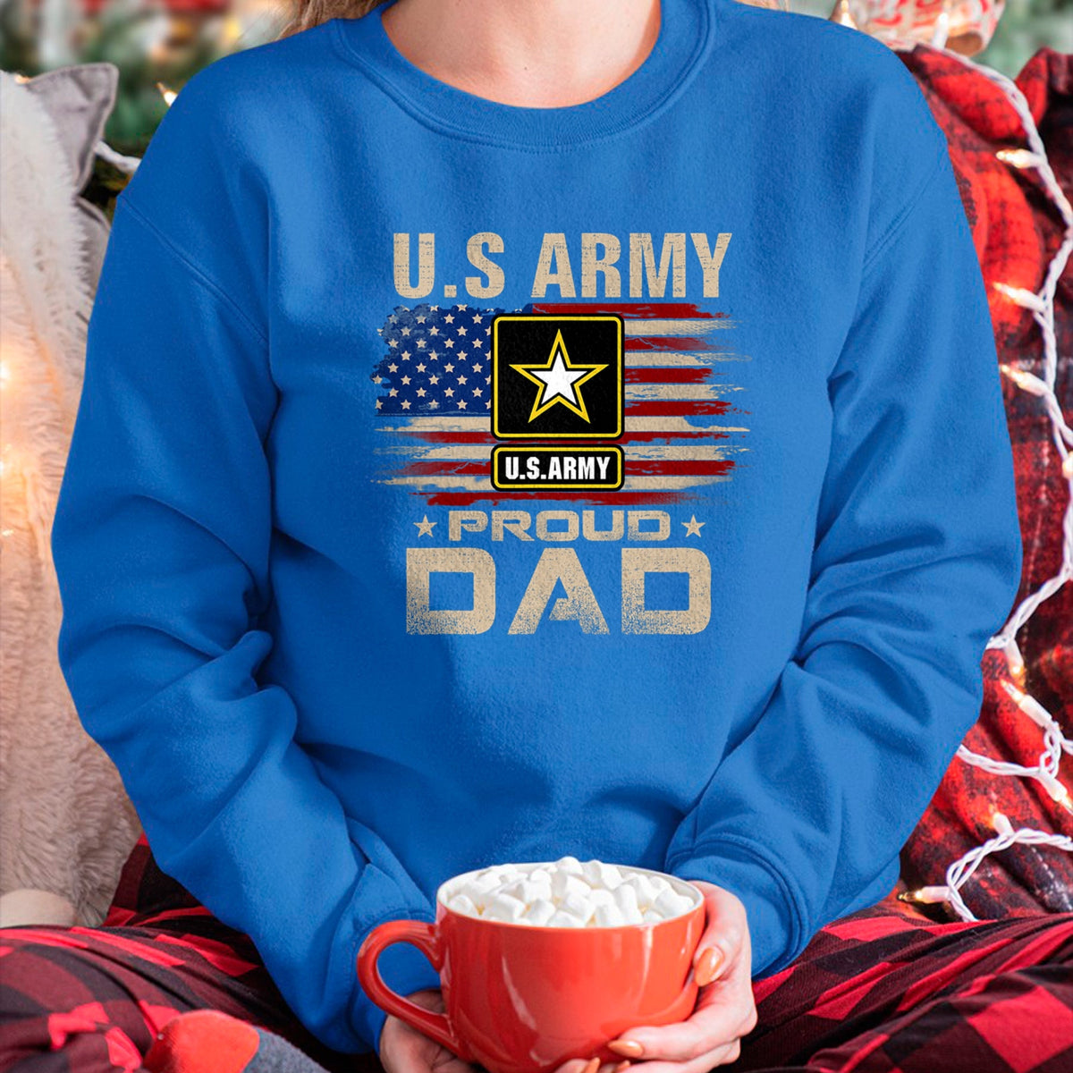 Gift for Dad Shirt, Funny Dad Unisex T-Shirt/Hoodie/Sweatshirt HLT00 – Vintage U.S Army Proud Dad With American Flag T-Shirt