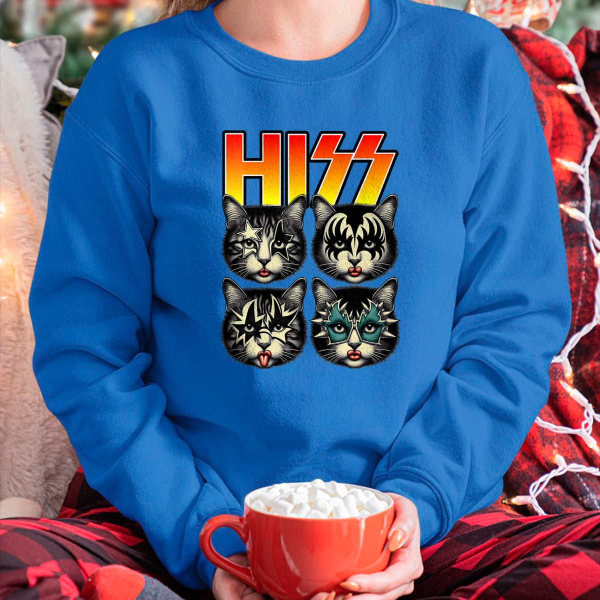 Cat Love Shirt, Funny Cat Lover Gift UnisexT-Shirt/Hoodie/Sweatshirt HLT00 - Retro Cat Rock Music Concert Band Hiss Funny Cat Kitten Love T-Shirt (1)