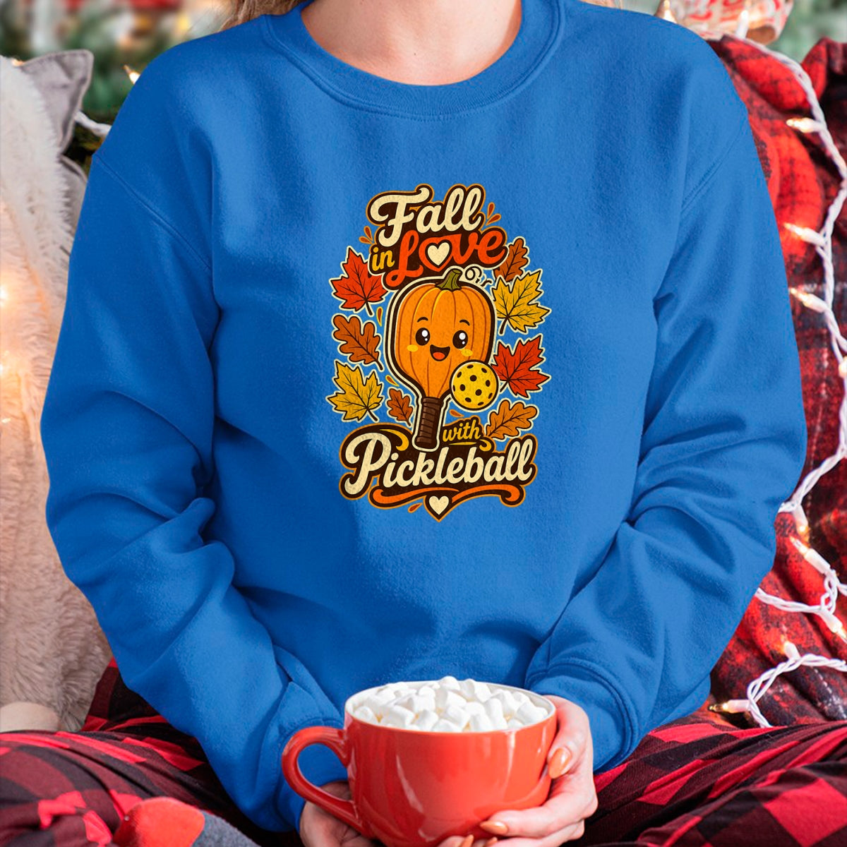 Funny Pickleball Shirt, Pickleball Lover Unisex T-Shirt/Hoodie/Sweatshirt HLT00 - Fall Pickleball Pumpkin Leaves Paddle Autumn Sports Lover T-Shirt