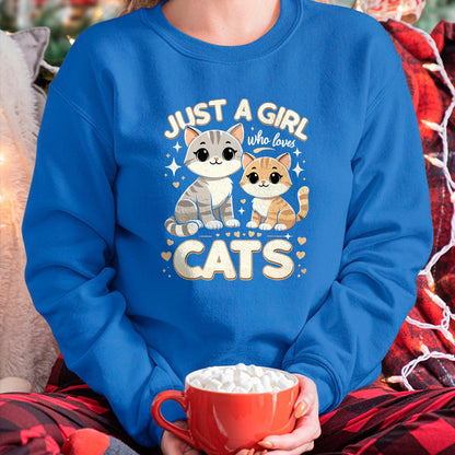 Cat Love Shirt, Funny Cat Lover Gift UnisexT-Shirt/Hoodie/Sweatshirt HLT00 - Cute Cat Just A Girl Who Loves Cats T-Shirt