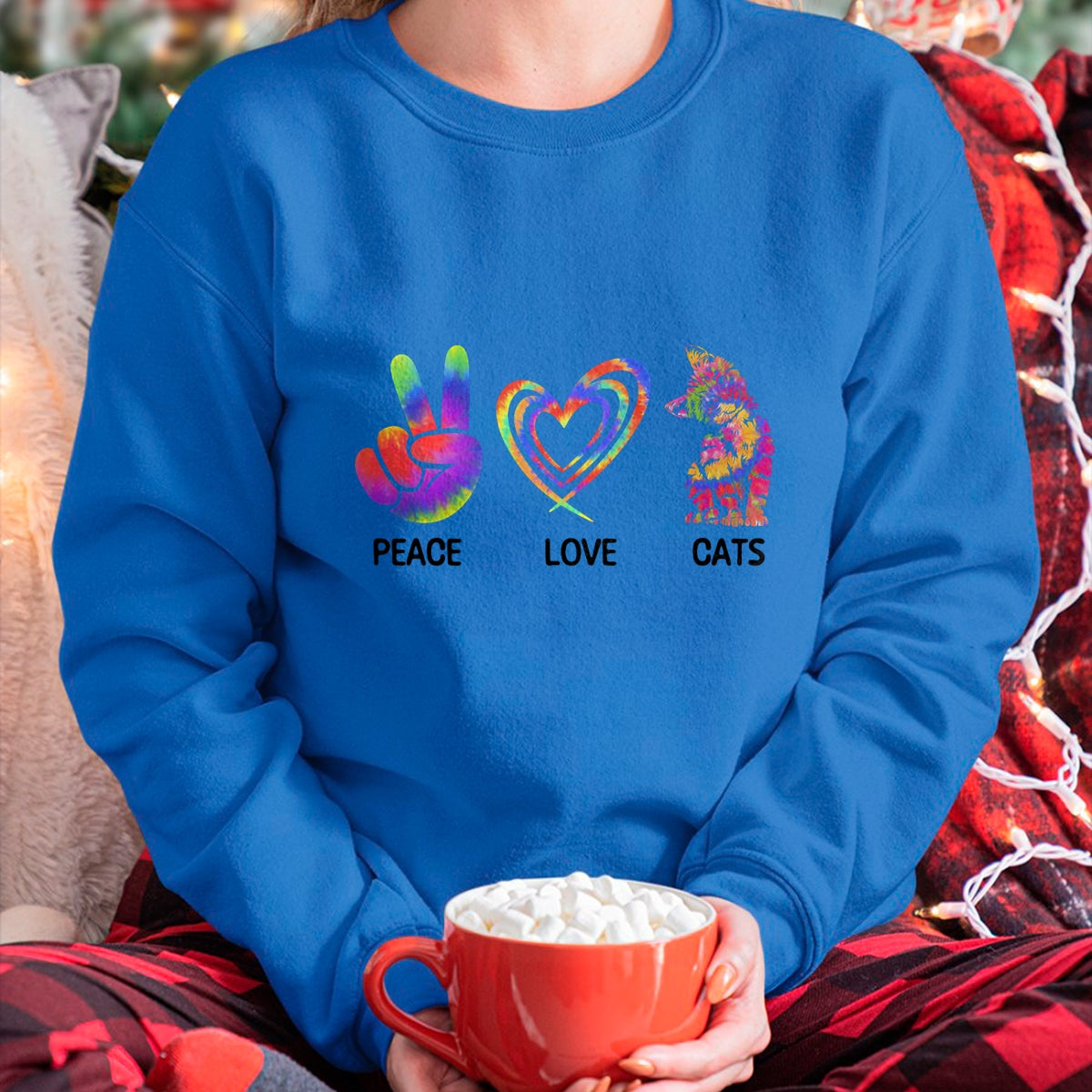 Cat Love Shirt, Funny Cat Lover Gift UnisexT-Shirt/Hoodie/Sweatshirt HLT00 - Peace Love Cats Funny Kitty Cat Lover T-Shirt (1)