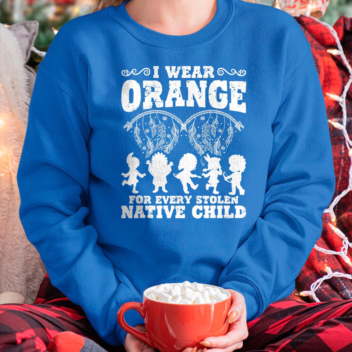 Native American T-Shirts, Vintage Native American Unisex T-Shirt/Hoodie/Sweatshirt HLT00 - Indian Pride Native American Orange For Native Child