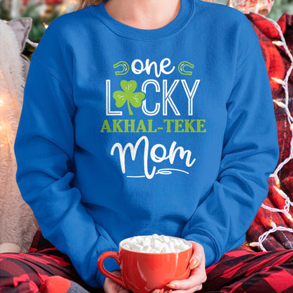 Gift for Mom Shirt, Funny Mom Unisex T-Shirt/Hoodie/Sweatshirt HLT00 - One Lucky Akhal-Teke Horse Mom Irish Horseback Riding T-Shirt