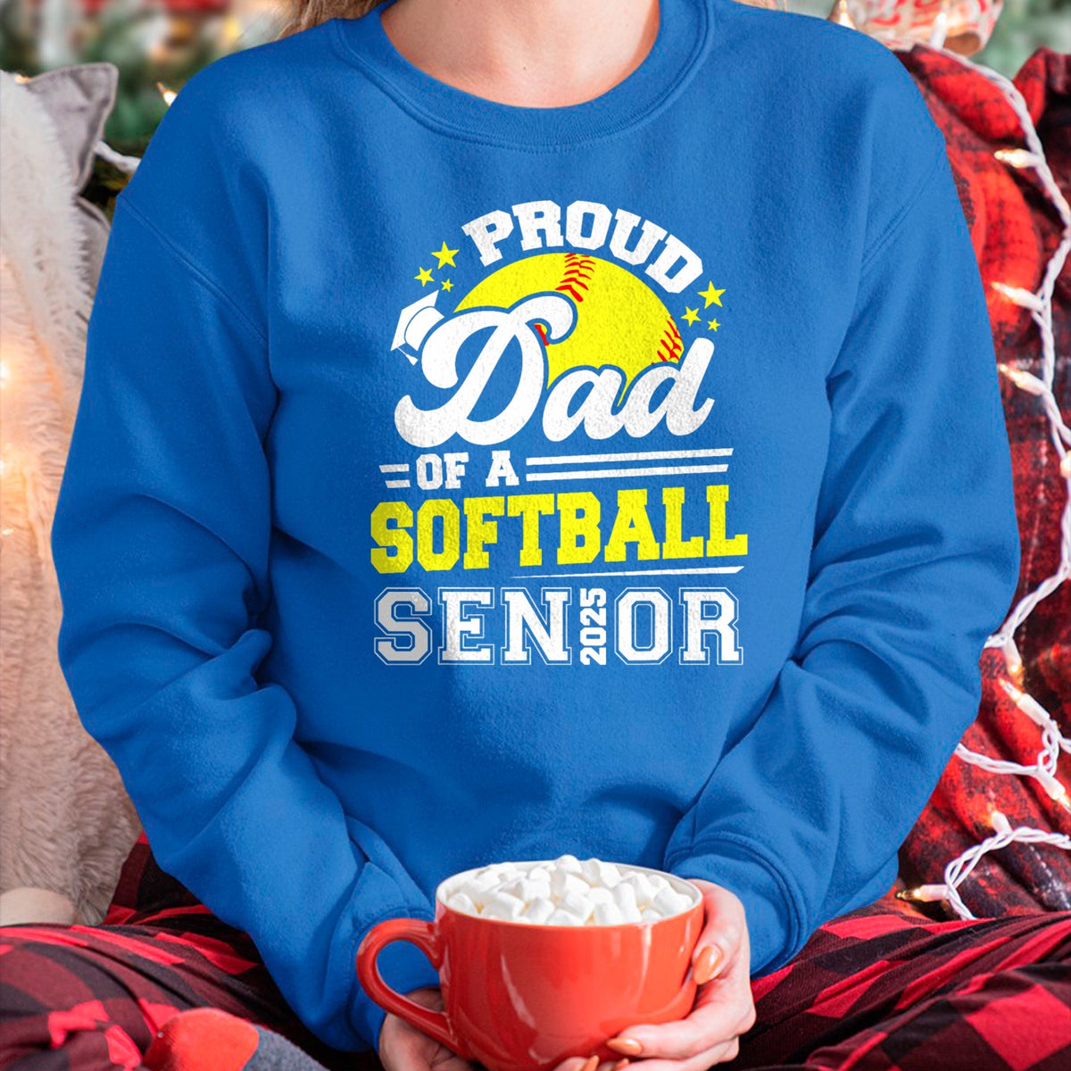 Gift for Dad Shirt, Funny Dad Unisex T-Shirt/Hoodie/Sweatshirt HLT00 – Proud Dad Of A Softball Senior 2025 Graduate T-Shirt