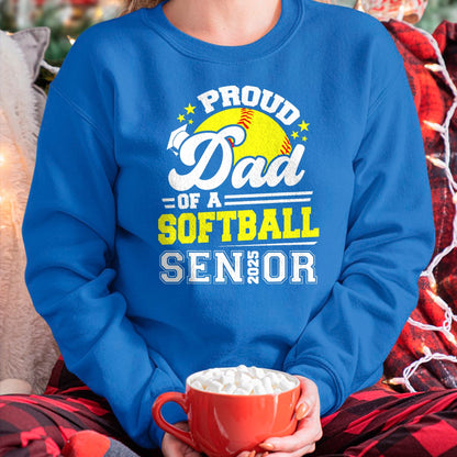 Gift for Dad Shirt, Funny Dad Unisex T-Shirt/Hoodie/Sweatshirt HLT00 – Proud Dad Of A Softball Senior 2025 Graduate T-Shirt