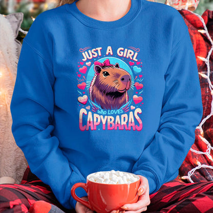 Cute Capybara Shirt, Funny Capybara Unisex T-Shirt/Hoodie/Sweatshirt HLT00 - Just a Girl who Loves Capybaras T-Shirt (2)