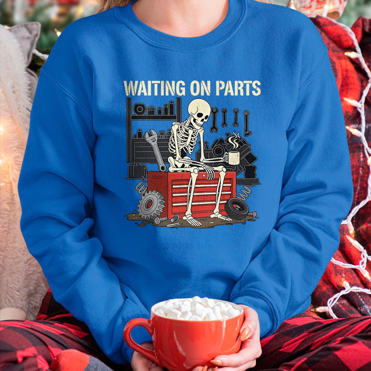 Best Mechanic Life Shirt, Funny Mechanic UnisexT-Shirt/Hoodie/Sweatshirt HLT00 - Waiting On Parts Skeleton Garage Auto Mechanic Repair T-Shirt, Men, Black, Large
