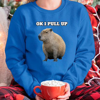 Cute Capybara Shirt, Funny Capybara Unisex T-Shirt/Hoodie/Sweatshirt HLT00 - Ok I Pull Up Capybara T-Shirt