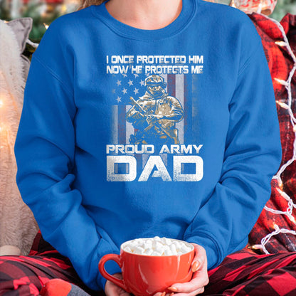 Gift for Dad Shirt, Funny Dad Unisex T-Shirt/Hoodie/Sweatshirt HLT00 – I Once Protected Him Now He Protects Me Proud Army Dad T-Shirt