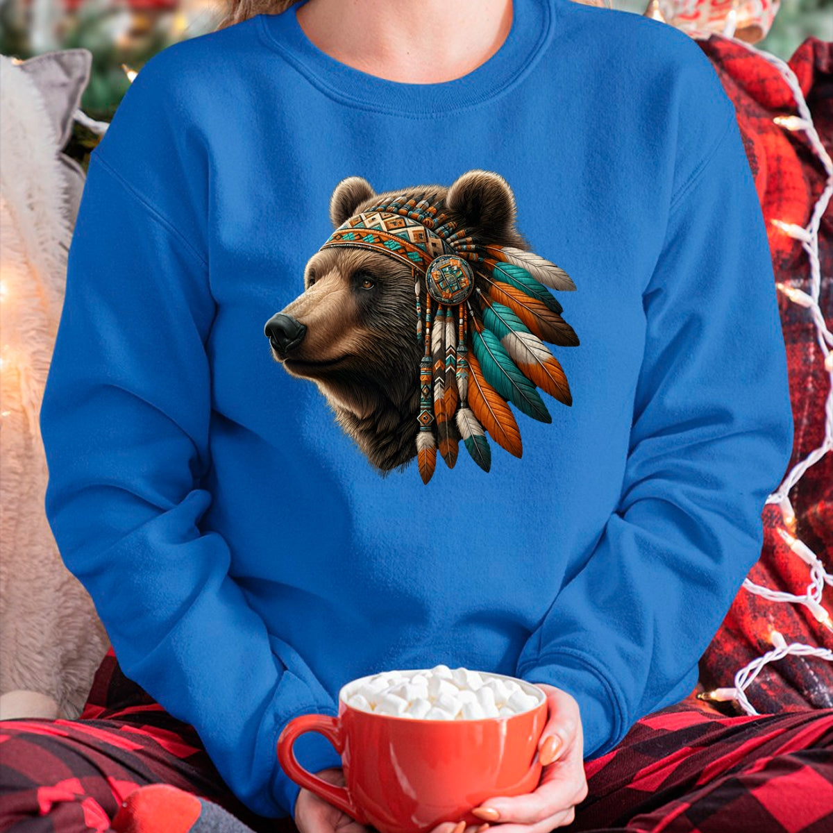 Native American T-Shirts, Vintage Native American Unisex T-Shirt/Hoodie/Sweatshirt HLT00 - Native American Bear Artwork Native American Day Design T-Shirt (1)