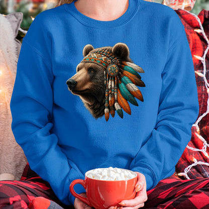 Native American T-Shirts, Vintage Native American Unisex T-Shirt/Hoodie/Sweatshirt HLT00 - Native American Bear Artwork Native American Day Design T-Shirt (1)