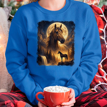 Best Horse Lover Shirt , Funny Horse UnisexT-Shirt/Hoodie/Sweatshirt HLT00 - Mystical Retro Majestic Horse Spirit Animal Full Moon Nature T-Shirt