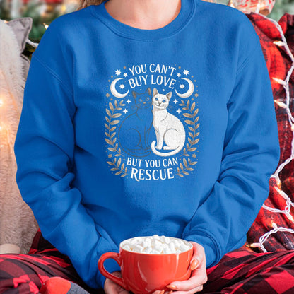 Cat Love Shirt, Funny Cat Lover Gift UnisexT-Shirt/Hoodie/Sweatshirt HLT00 - Women_s You Can_t Buy Love But You Can Rescue It Cat Lovers V-Neck T-Shirt