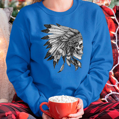 Native American T-Shirts, Vintage Native American Unisex T-Shirt/Hoodie/Sweatshirt HLT00 - American Motorcycle Skull Native Indian Eagle Chief Vintage