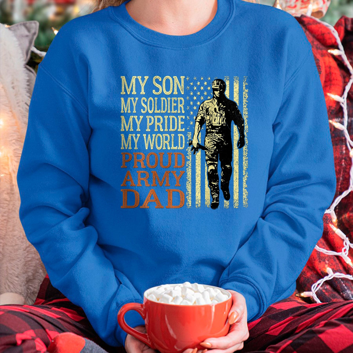 Gift for Dad Shirt, Funny Dad Unisex T-Shirt/Hoodie/Sweatshirt HLT00 – Mens My Son Is A Soldier Hero Proud Army Dad US Military Father T-Shirt