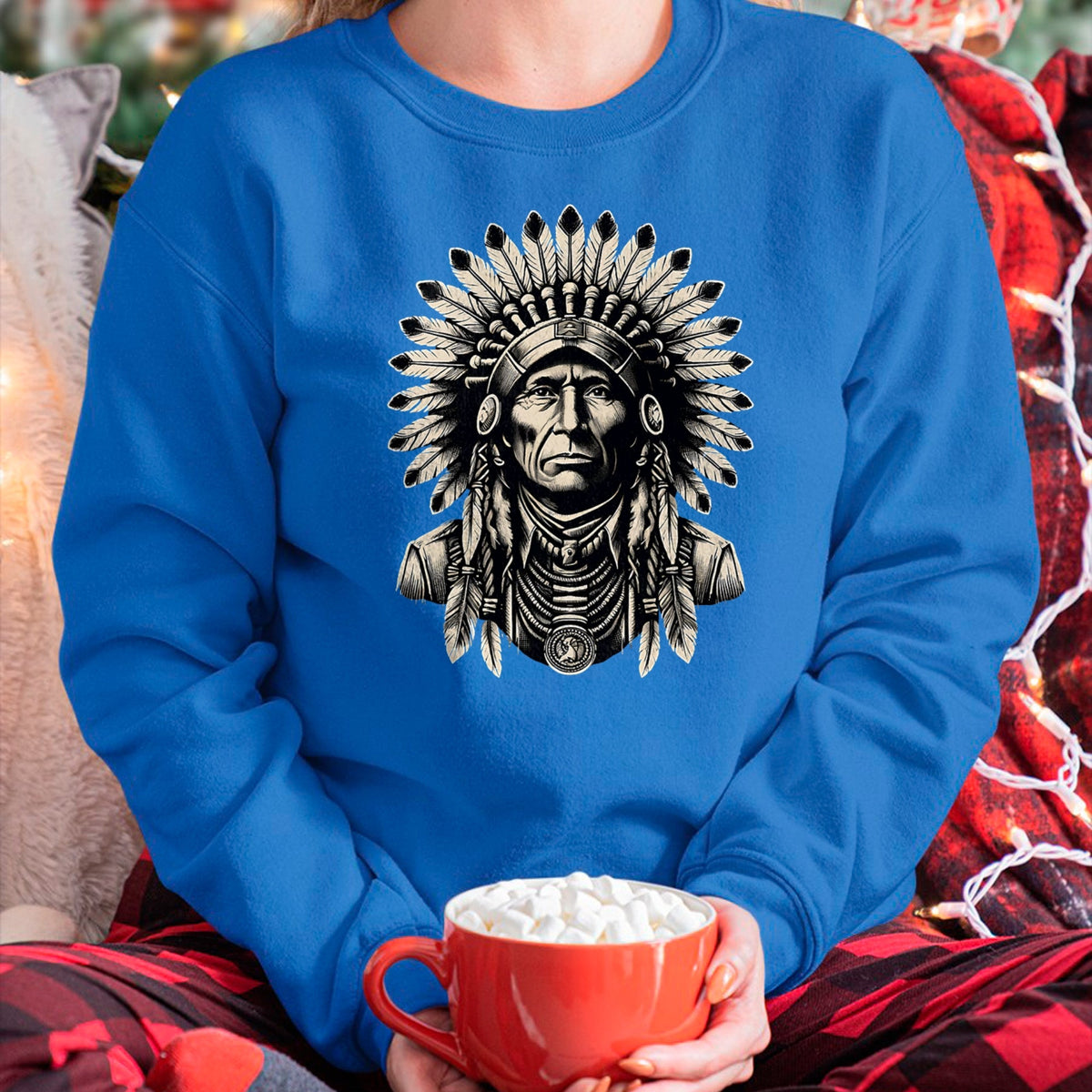 Native American T-Shirts, Vintage Native American Unisex T-Shirt/Hoodie/Sweatshirt HLT00 - Headdress Chief Ancestors Vintage, Native American Indian