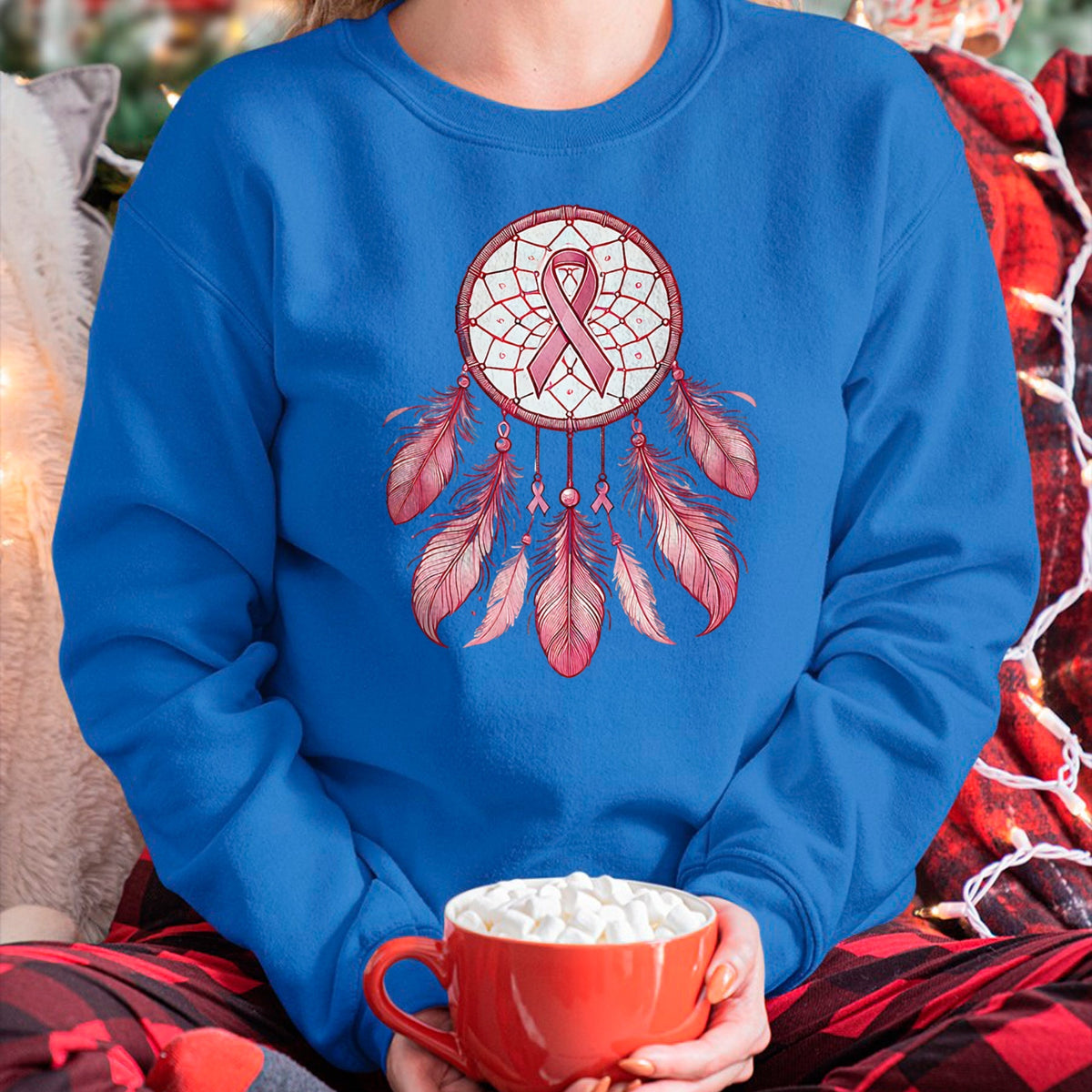Native American T-Shirts, Vintage Native American Unisex T-Shirt/Hoodie/Sweatshirt HLT00 - Pink Ribbon Native Indian DreamCatcher Art Breast Cancer