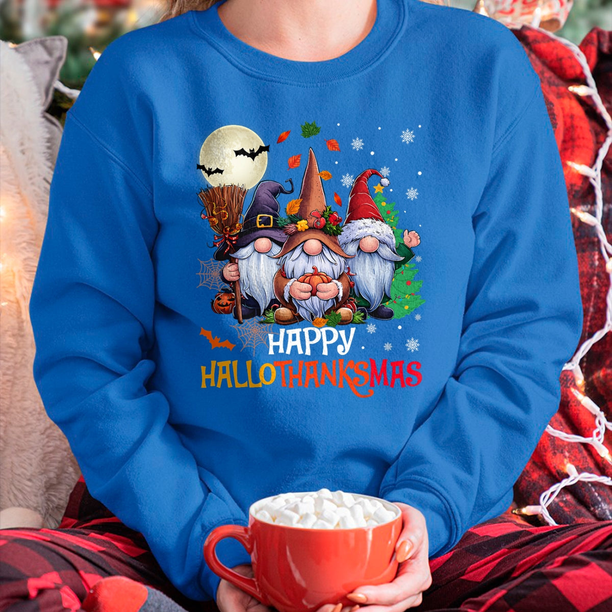 Christmas Shirts for Family, Funny christmas shirts, Christmas Unisex T-Shirt/Hoodie/Sweatshirt HLT00 - Happy Hallothanksmas Gnomes Lover Halloween Merry Christmas T-Shirt