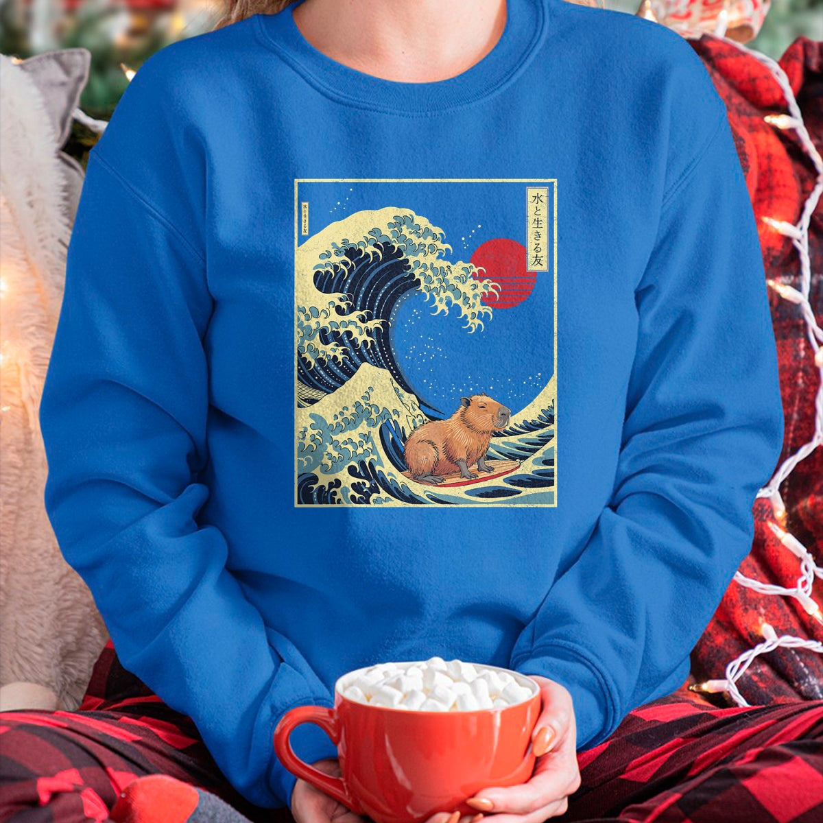 Cute Capybara Shirt, Funny Capybara Unisex T-Shirt/Hoodie/Sweatshirt HLT00 - Surfing Capybara Retro Kawaii T-Shirt
