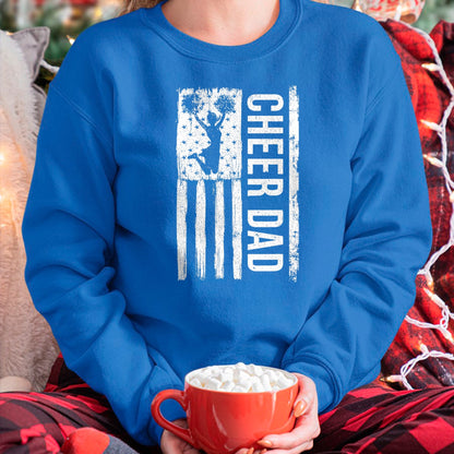 Gift for Dad Shirt, Funny Dad Unisex T-Shirt/Hoodie/Sweatshirt HLT00 – Cheer Dad Cheerleading American Flag Fathers Day Cheerleader T-Shirt