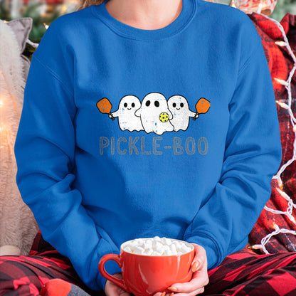 Funny Pickleball Shirt, Pickleball Lover Unisex T-Shirt/Hoodie/Sweatshirt HLT00 - Halloween Pickleball Ghosts Pickle Boo Costume Men Women Kid T-Shirt, Women
