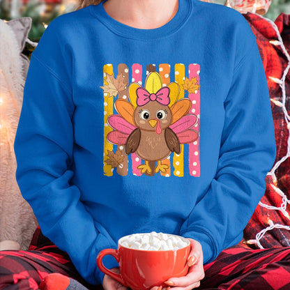 Best Thanksgiving Family Shirt , Funny Thanksgiving UnisexT-Shirt/Hoodie/Sweatshirt HLT00 - Thanksgiving Cute Turkey Bow Autumn Leaves Women Girl T-Shirt